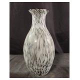 Hand-blown art glass vase. Grey in color