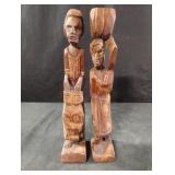 Vintage Pair Of African Wood Carving Sculptured
