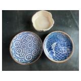 Blue art plates and bowl