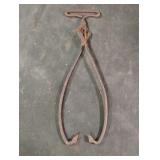 vintage metal ice block tongs