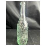 VTG Light Green Glass Bottle Decanter Carved