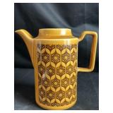 Vintage Brown Geometric Ceramic Coffee Pot /