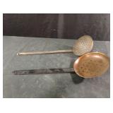 Vintage copper slotted skimmer and a vintage