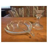 Vintage Leaf Shaped Clear Glass Relish Serving