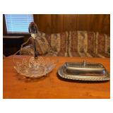 vintage pressed glass condiment, jam, or jelly
