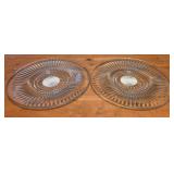 2- 10" vintage clear glass starburst serving