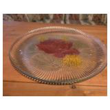 vintage 12.5" ribbed glass lotus flower serving