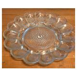 vintage 11-inch clear pressed glass deviled egg