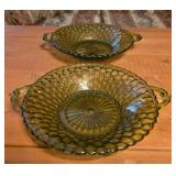 vintage Avocado Green honeycomb pattern handled