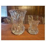 Small cut crystal bud vase and toothpick holder.