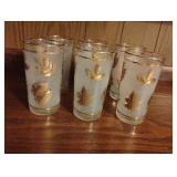 Vintage Libbey Golden Foliage Glassware:. Set of