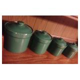 Forest green canister set. Big 1 has chips