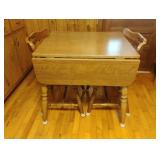 vintage wooden drop-leaf dining table 25 1/2-44 x