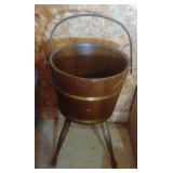vintage wooden firkin-style bucket. 22 1/2" tall
