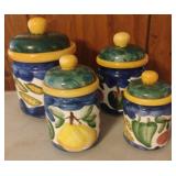 Vintage CERAMIC CANISTER SET Hand Painted by GEI