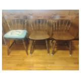 3 wooden chairs 17 x 30 1/2 x 16 1/2