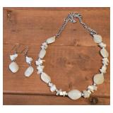 natural shell bead silvertone necklace with