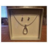 Crystal earring and pendant necklace set
