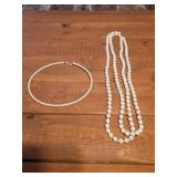 Faux pearl necklace and choker