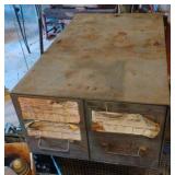 Vintage industrial 2 drawer cabinet with contents