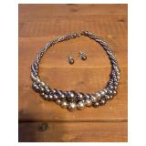 twisted triple-strand rose blush faux pearl