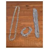 Silvertone necklaces with matching bracelet