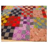 Vintage handmade quilt facing 84 x 78