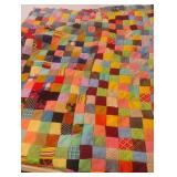 Vintage handmade quilt facing 80 x 72