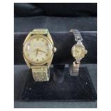 2 Vintage Bulova Watches - 1 ladies, 1 mens -