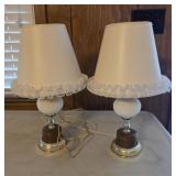 17" pair of vintage mid-century milk glass