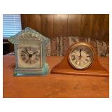 Vintage desk clocks, wooden and plastic