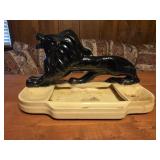 vintage mid-century ceramic black lion dresser