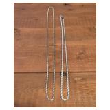 2 silvertone rope necklaces