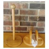 Wood paper towel holder and napkin holder