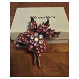 vintage floral rhinestone brooch adorned with