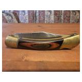 folding lockback pocket knife with wooden handles