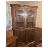 4 ft wide 77" tall large wooden corner hutch