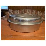 vintage oval aluminum roasting pan