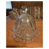 vintage pressed glass covered butter dish
