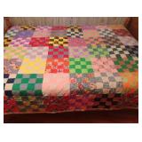 Vintage handmade quilt. Has a few spots. 96 x 88