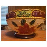 10x5 ceramic holiday serving bowl featuring a red