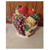 vintage majolica-style ceramic fruit basket