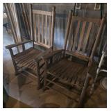 2 wooden rocking chairs