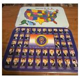 Map of usa placemat and presidents of the United