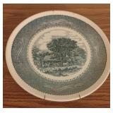 Vintage Currier & Ives blue transferware serving