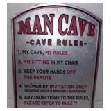 Man Cave Rules Metal Sign
