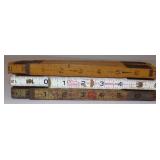 (3) Vintage Wooden Mason's Folding Tape Measure