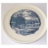 Vintage Currier & Ives Blue Getting Ice 11-1/4'