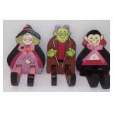 (3) Wooden Halloween Shelf Sitter Figures -