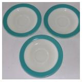 (3) Vintage 1960's Pyrex Saucers w/ Aqua